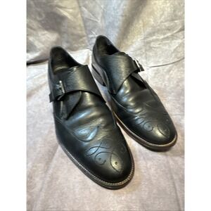 Johnston & Murphy Black Fielden Monkstrap Dress Shoes Made In Italy‎ Sz 10.5 M